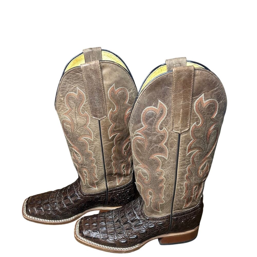 Horse Power by Anderson Bean Nile Crocodile Print Boots brown leather shafts